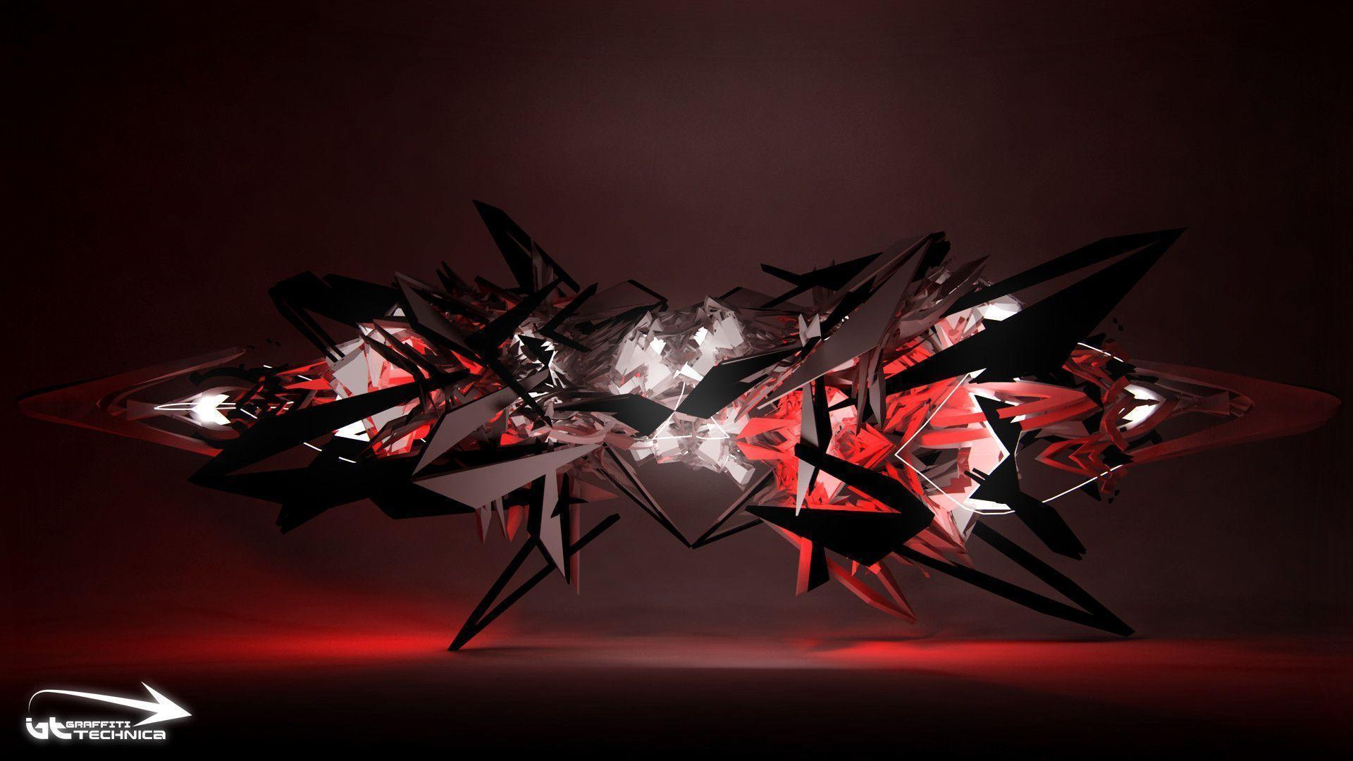 Graffiti 3D rosso e nero, 1920x1080 Full HD, Desktop