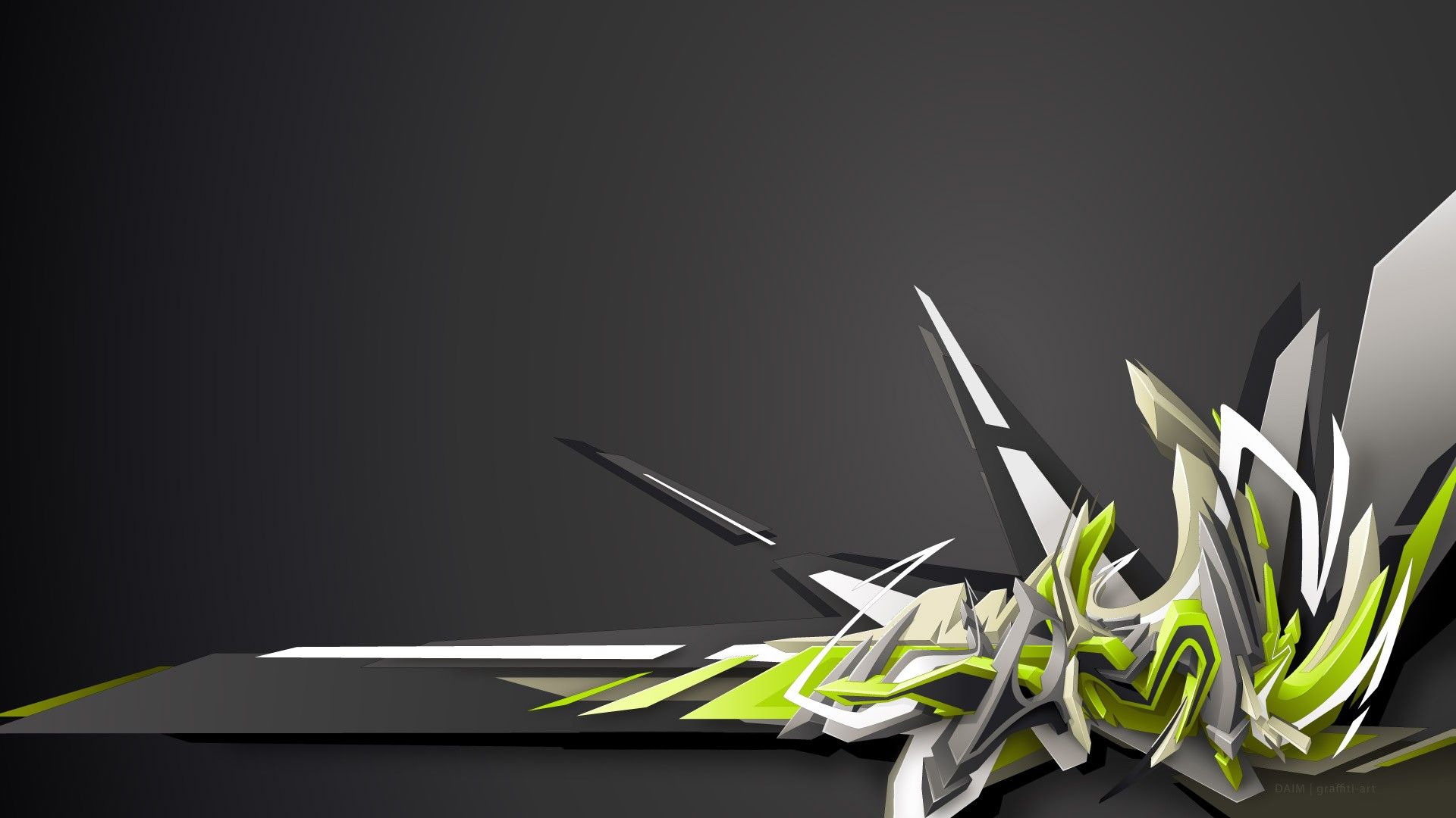 Graffiti 3D astratto verde grigio, 1920x1080 1080p, PC