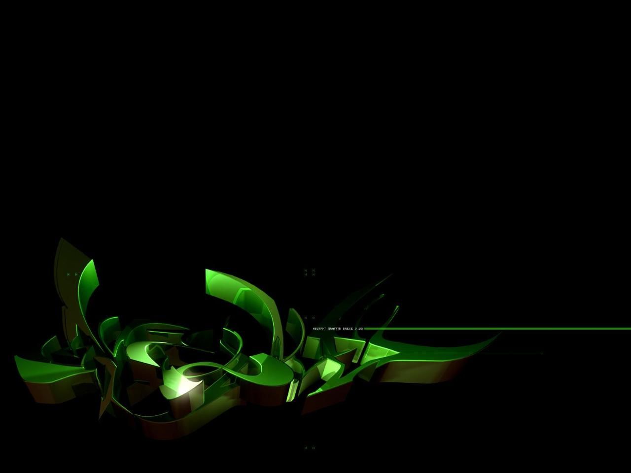 Forme astratte verdi 3D, 1280x960 720p, PC