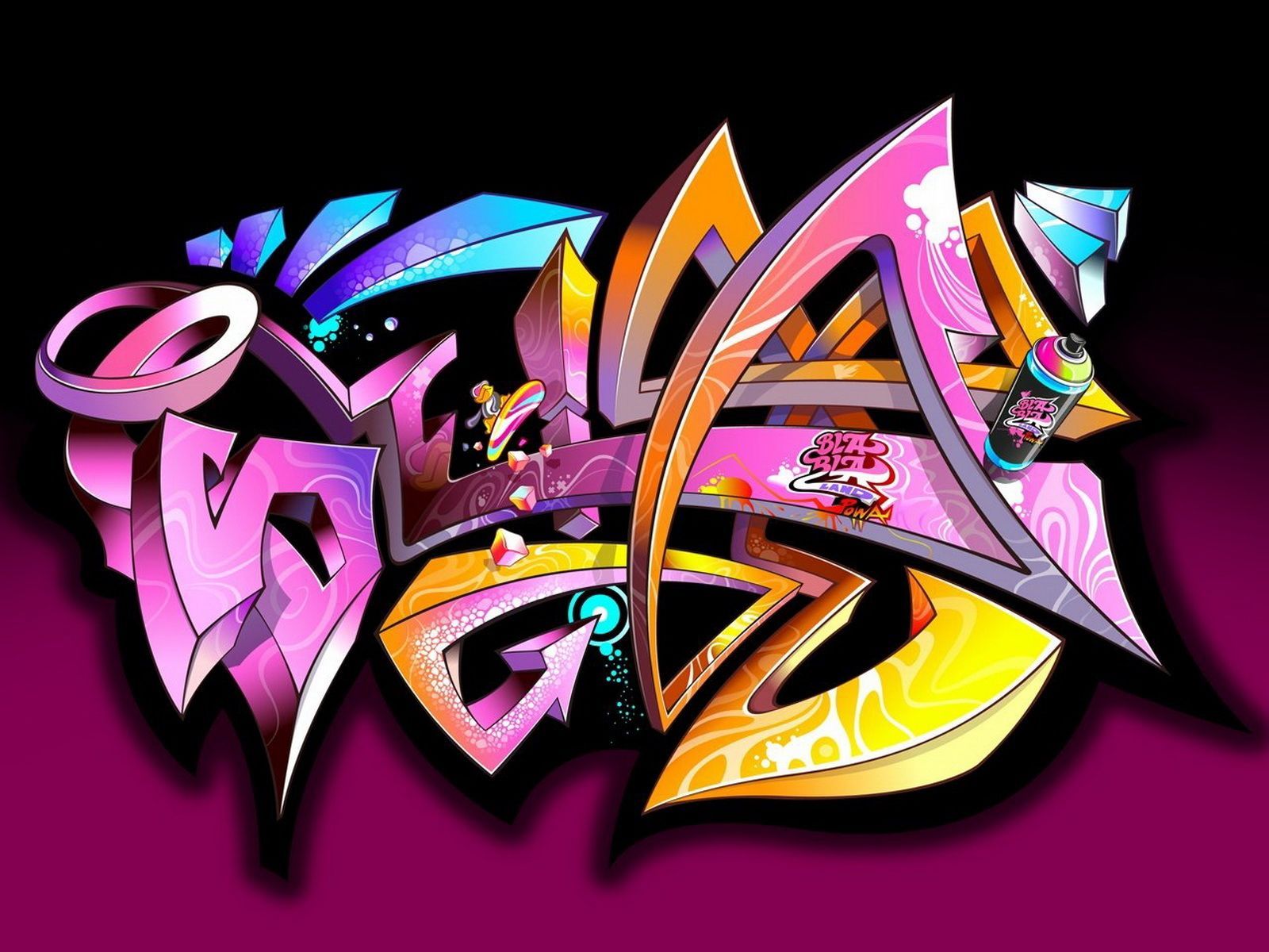 Graffiti 3D lettere colorate, 1600x1200 HD, Desktop