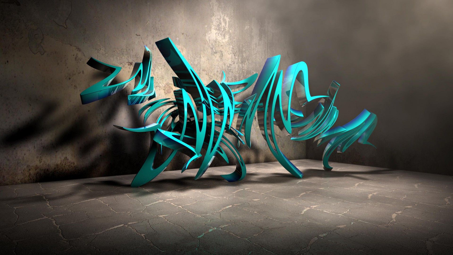 Graffiti 3D turchese astratto, 1920x1080 1080p, PC