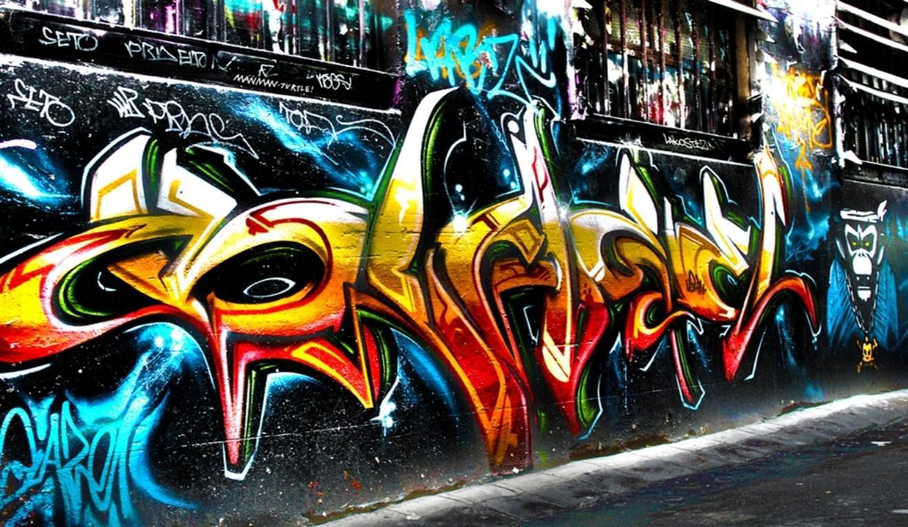 Graffiti 3D su muro, 1320x767 HD, Desktop