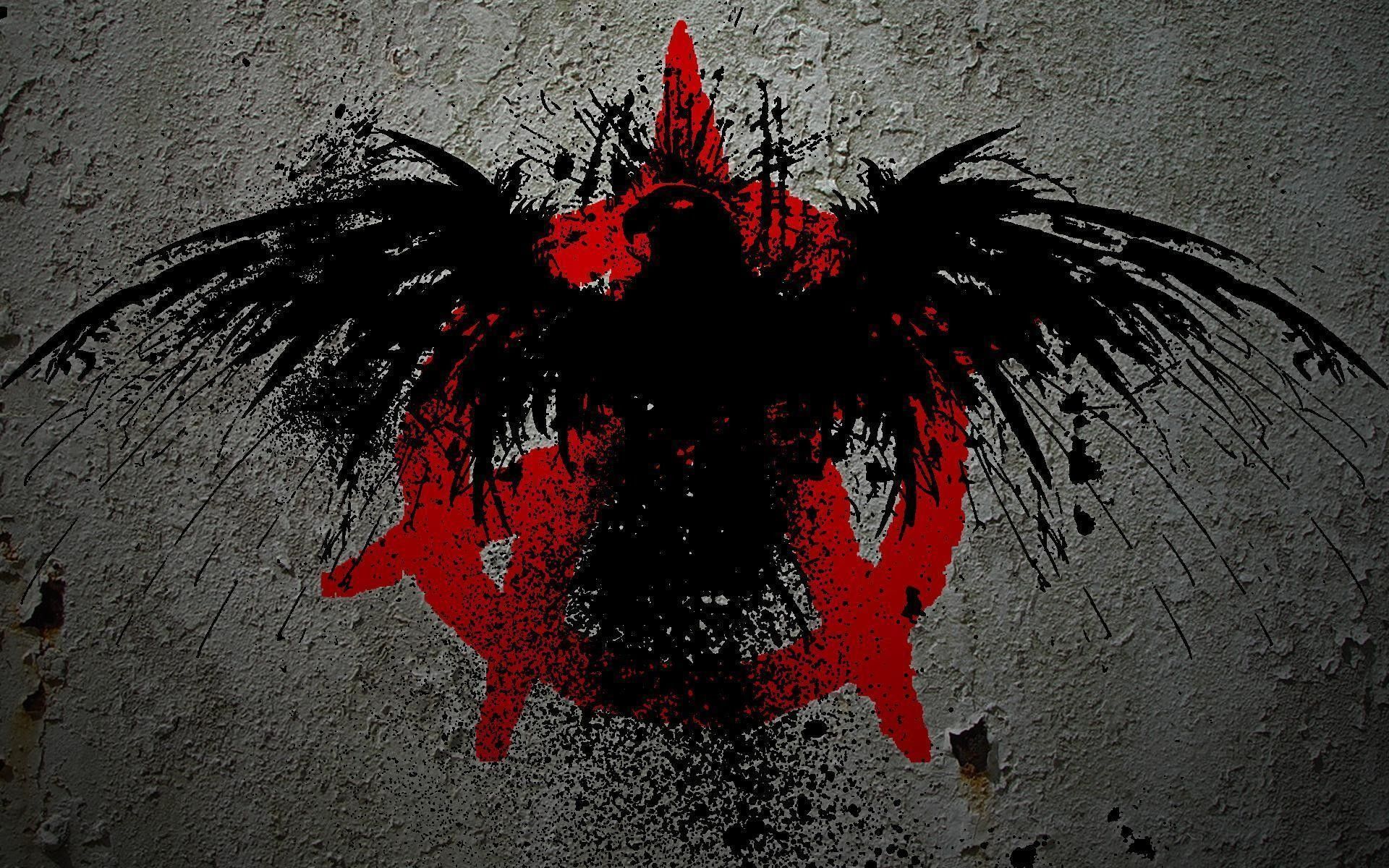 Aquila nera simbolo anarchia rosso, 1920x1200 Full HD+, PC Desktop
