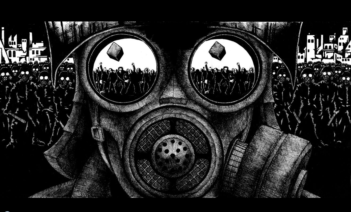 Maschera antigas folla bianco nero, 1438x869 720p, Laptop