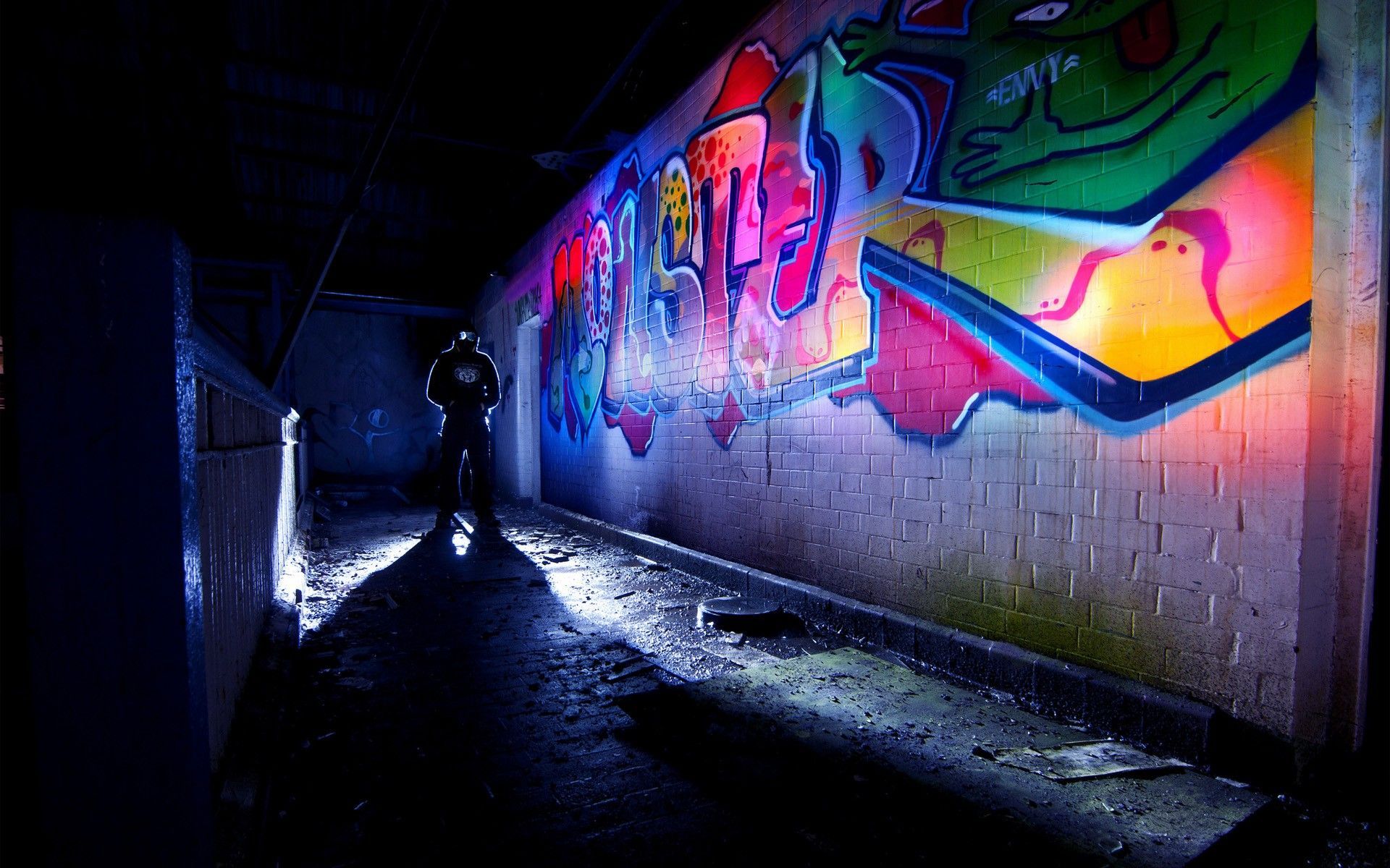 Graffiti colorato in tunnel buio, 1920x1200 Full HD+ WUXGA, Desktop