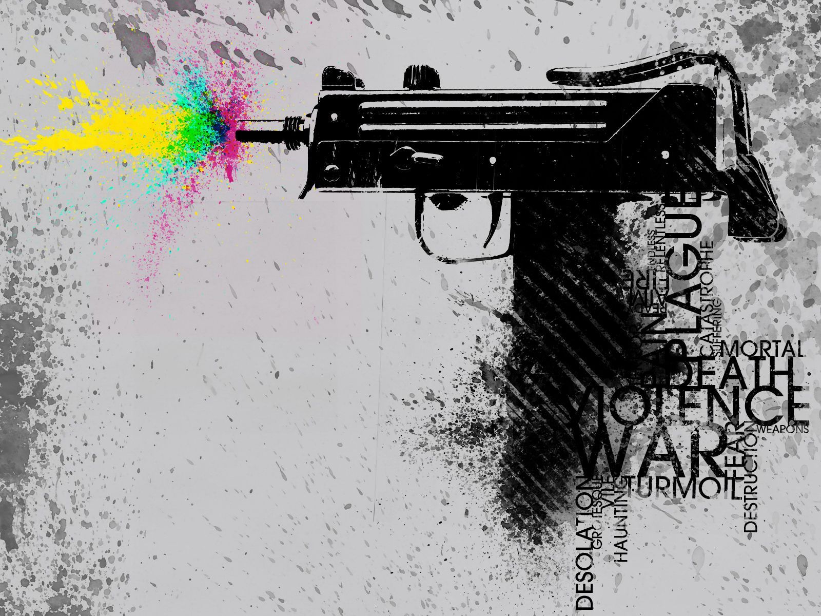 Pistola graffiti colori esplosione, 1600x1200 HD, Desktop
