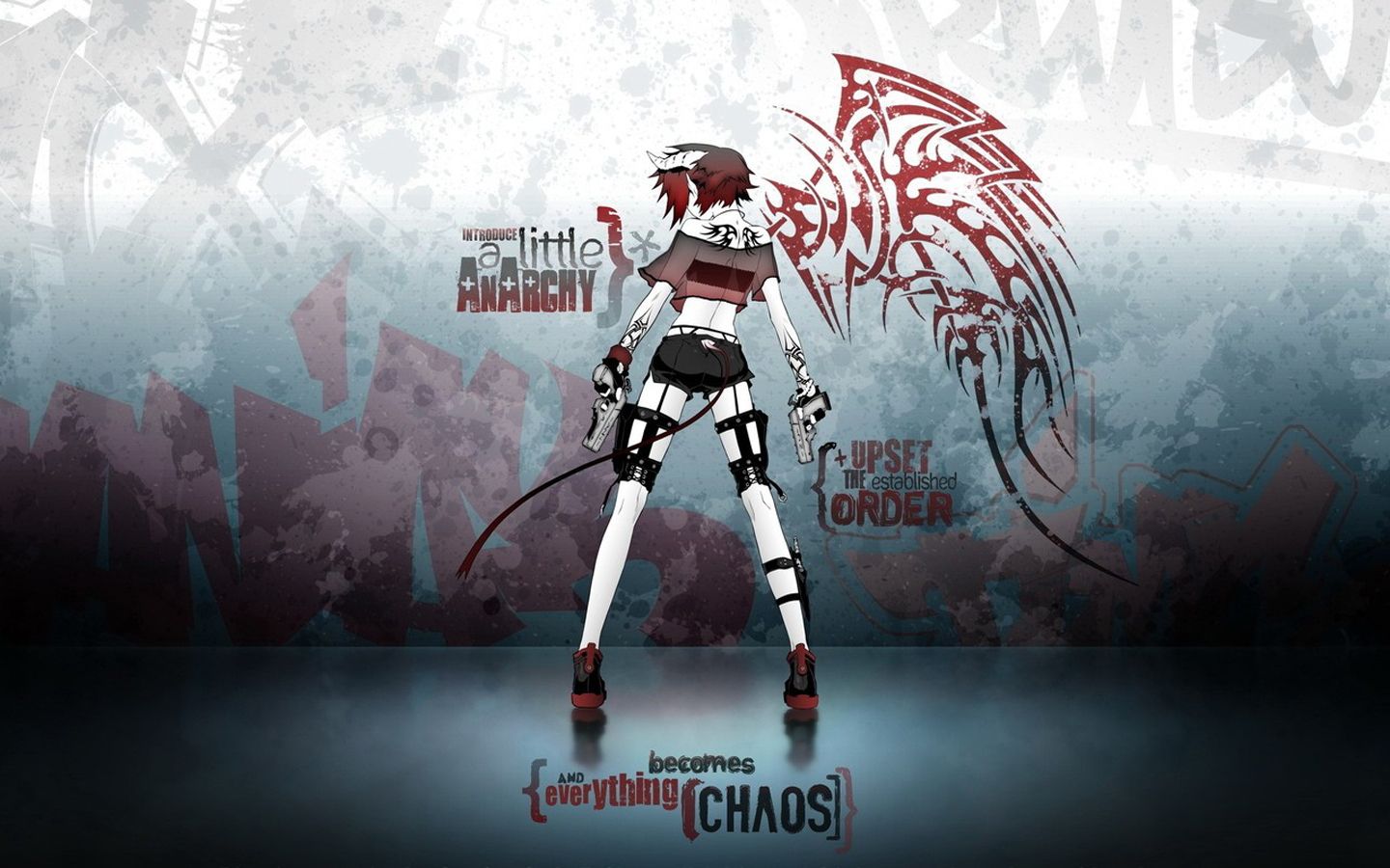 Ragazza anime con armi graffiti, 1440x900 HD, Desktop