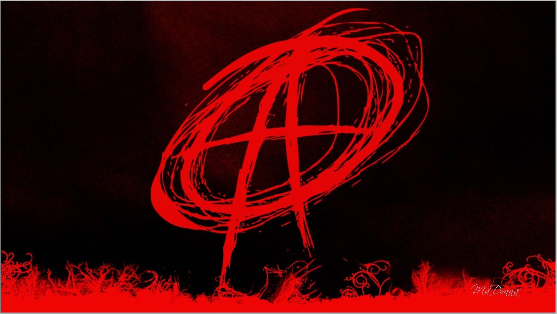 Simbolo anarchia rosso graffiti, 1929x1089 Full HD, Desktop