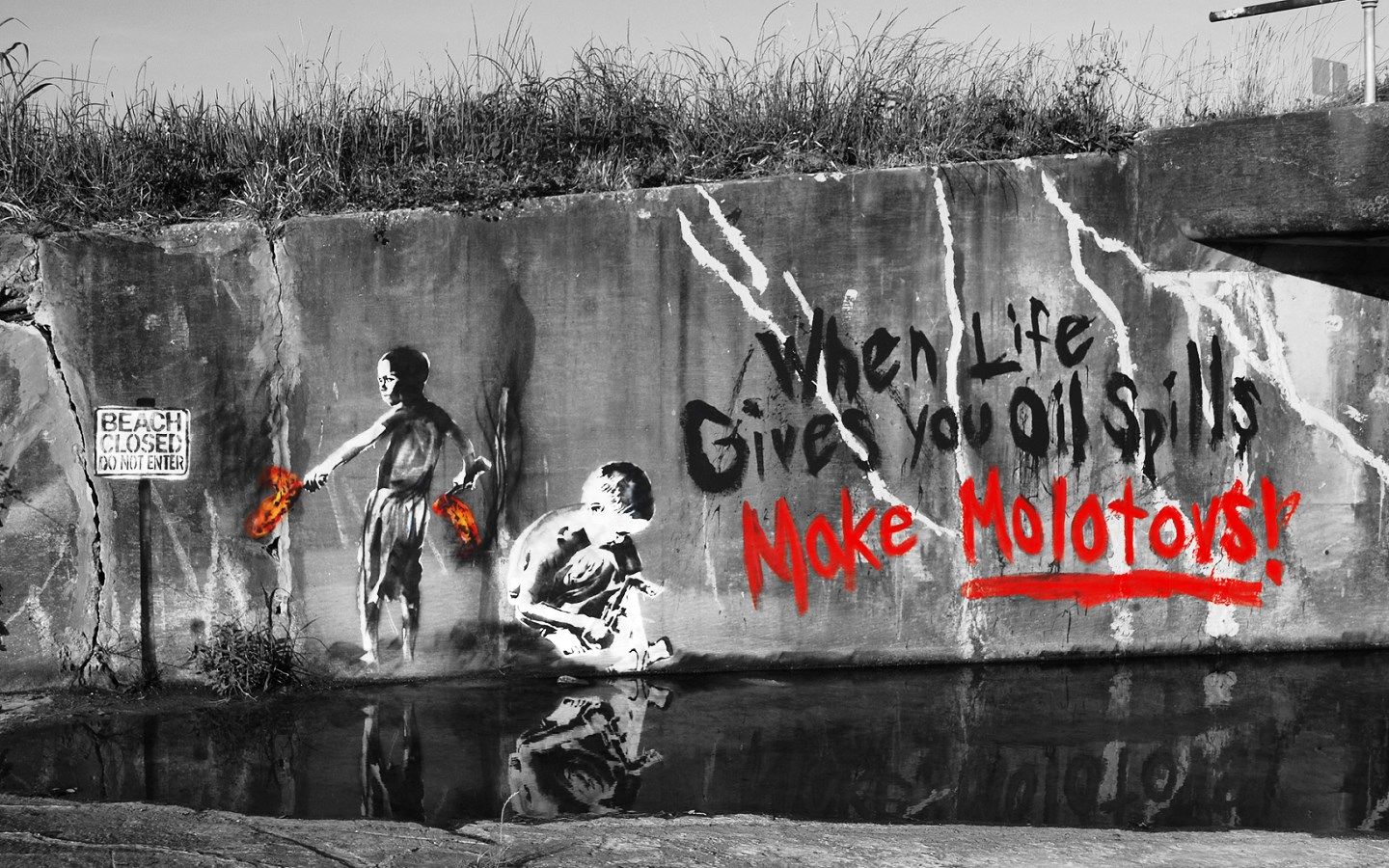 Graffiti Banksy stile molotov, 1440x900 HD, MacBook Air