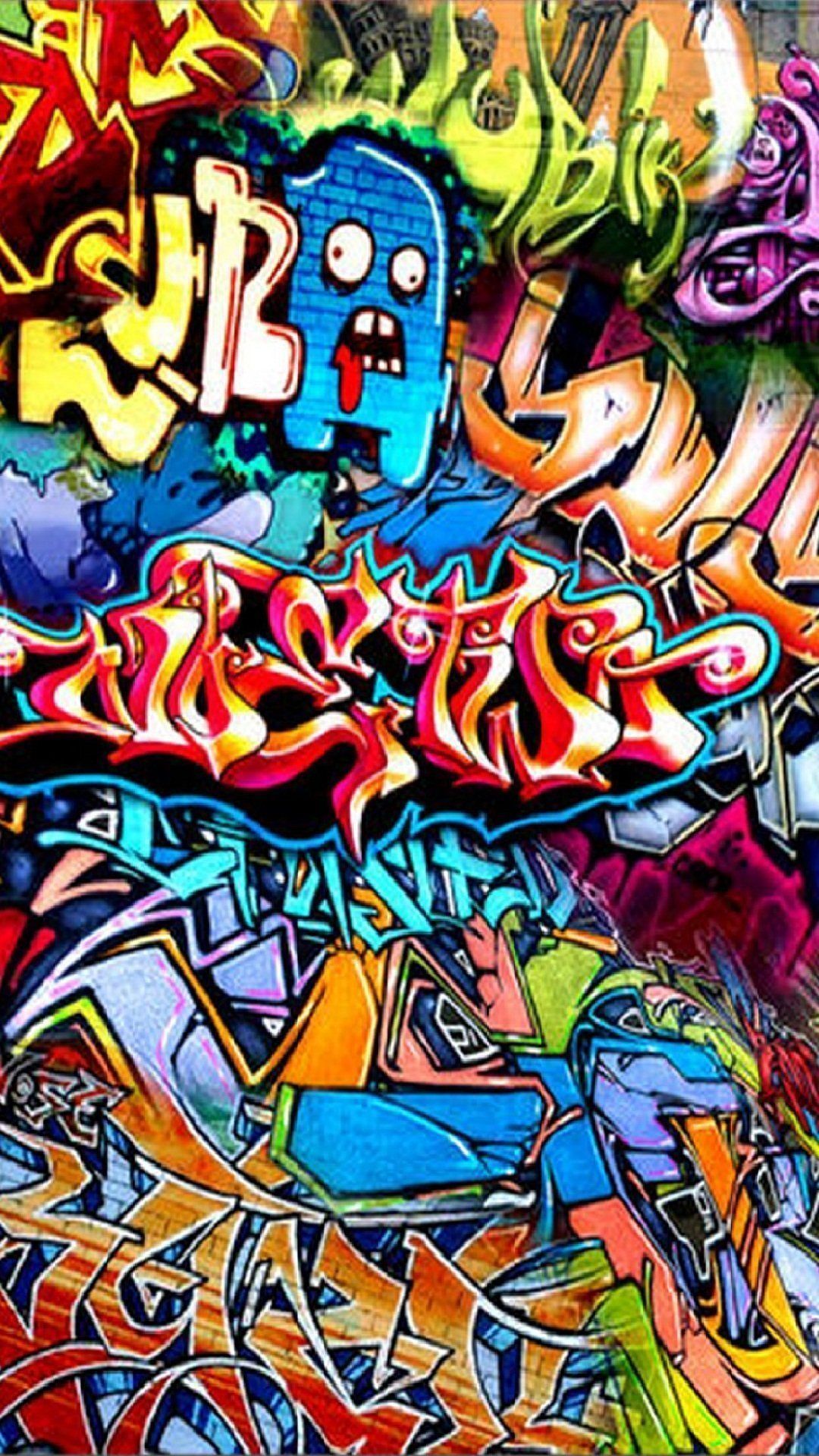 Graffiti astratto colorato personaggio, 1080x1920 Full HD Verticale, iPhone