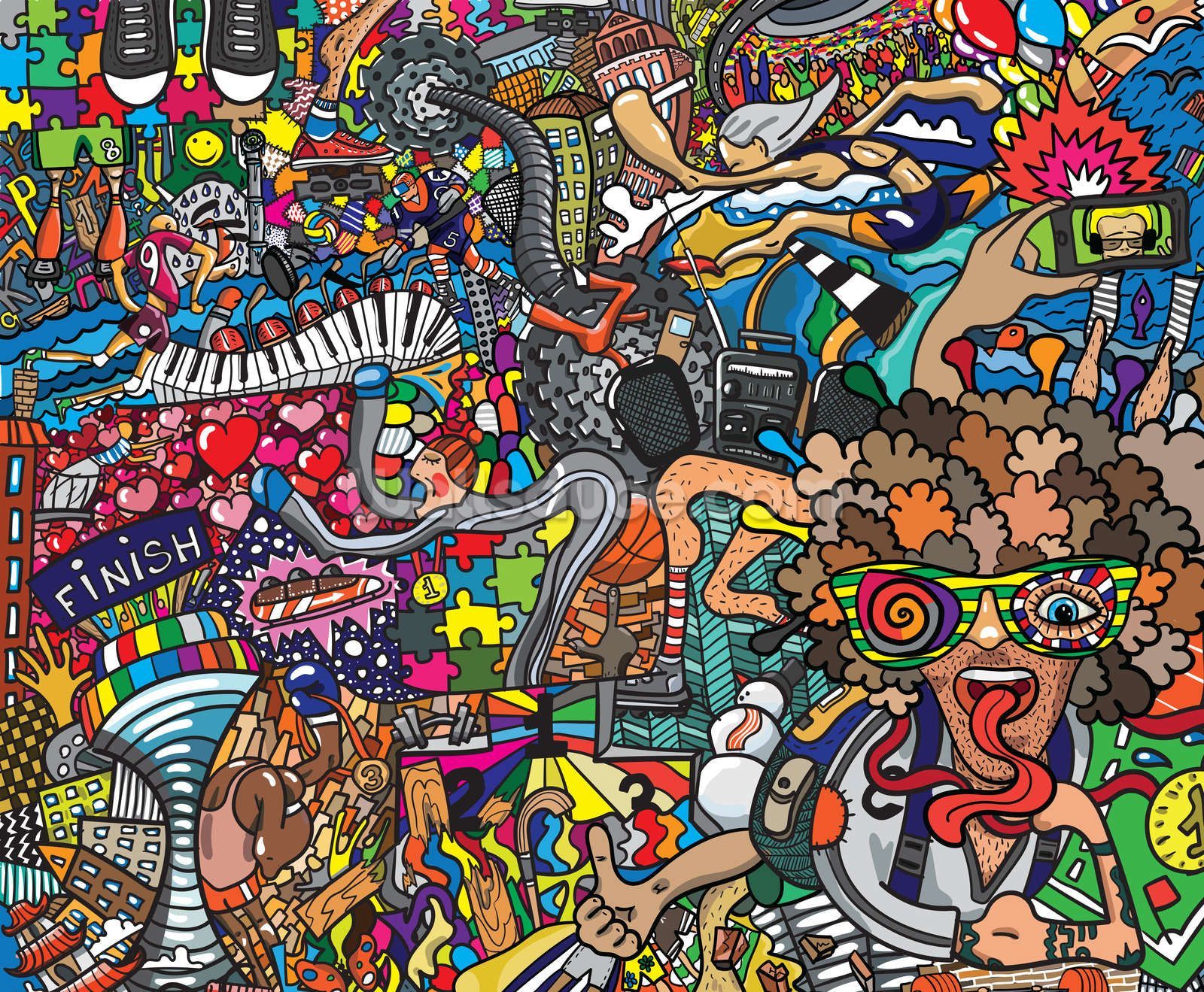 Graffiti astratto colorato caotico, 1600x1319 900p, Desktop