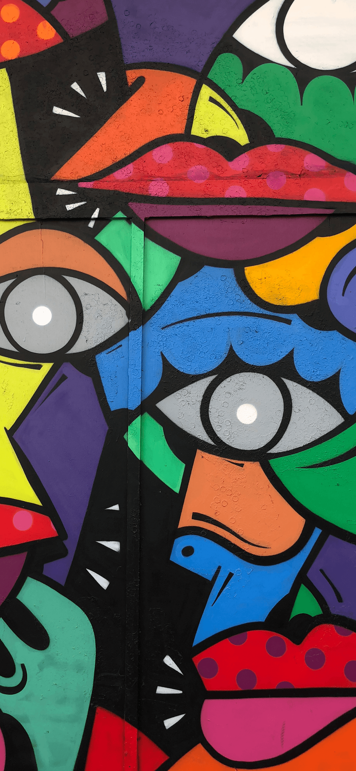 Graffiti astratto occhi e labbra, 1242x2688 Verticale, Mobile