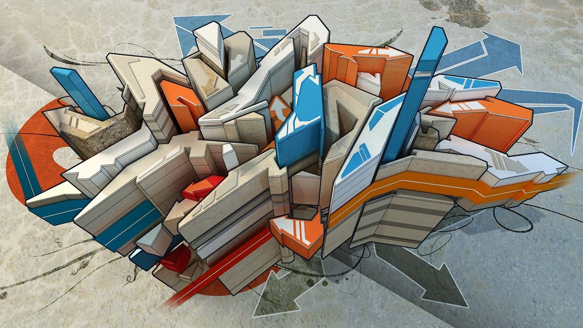 Graffiti astratto 3D geometrico, 1920x1080 1080p, Laptop