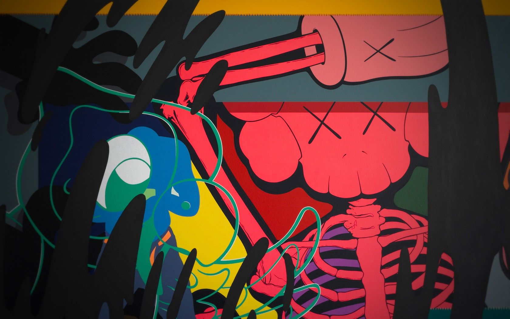 Personaggio KAWS graffiti colorato, Brian Donnelly, 1680x1050 HD, PC