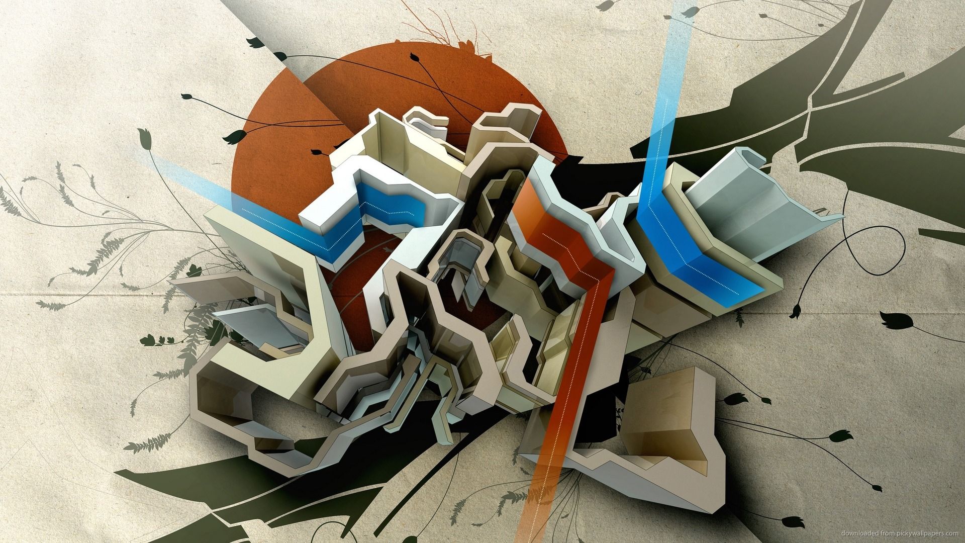 Forma 3D astratta graffiti, 1920x1080 Full HD, PC Desktop
