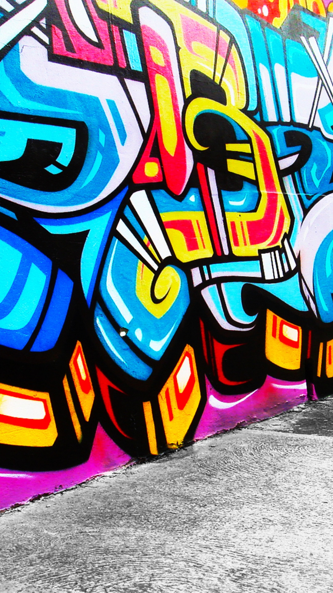 Muro con graffiti astratti colorati, 1080x1920 Verticale, Telefono