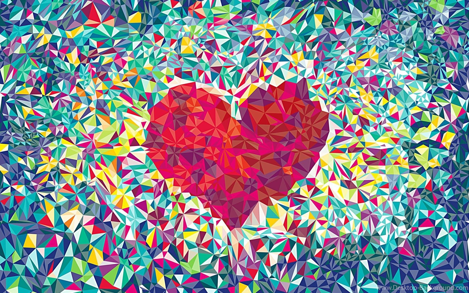 Cuore rosso mosaico geometrico, 1920x1200 WUXGA, Laptop