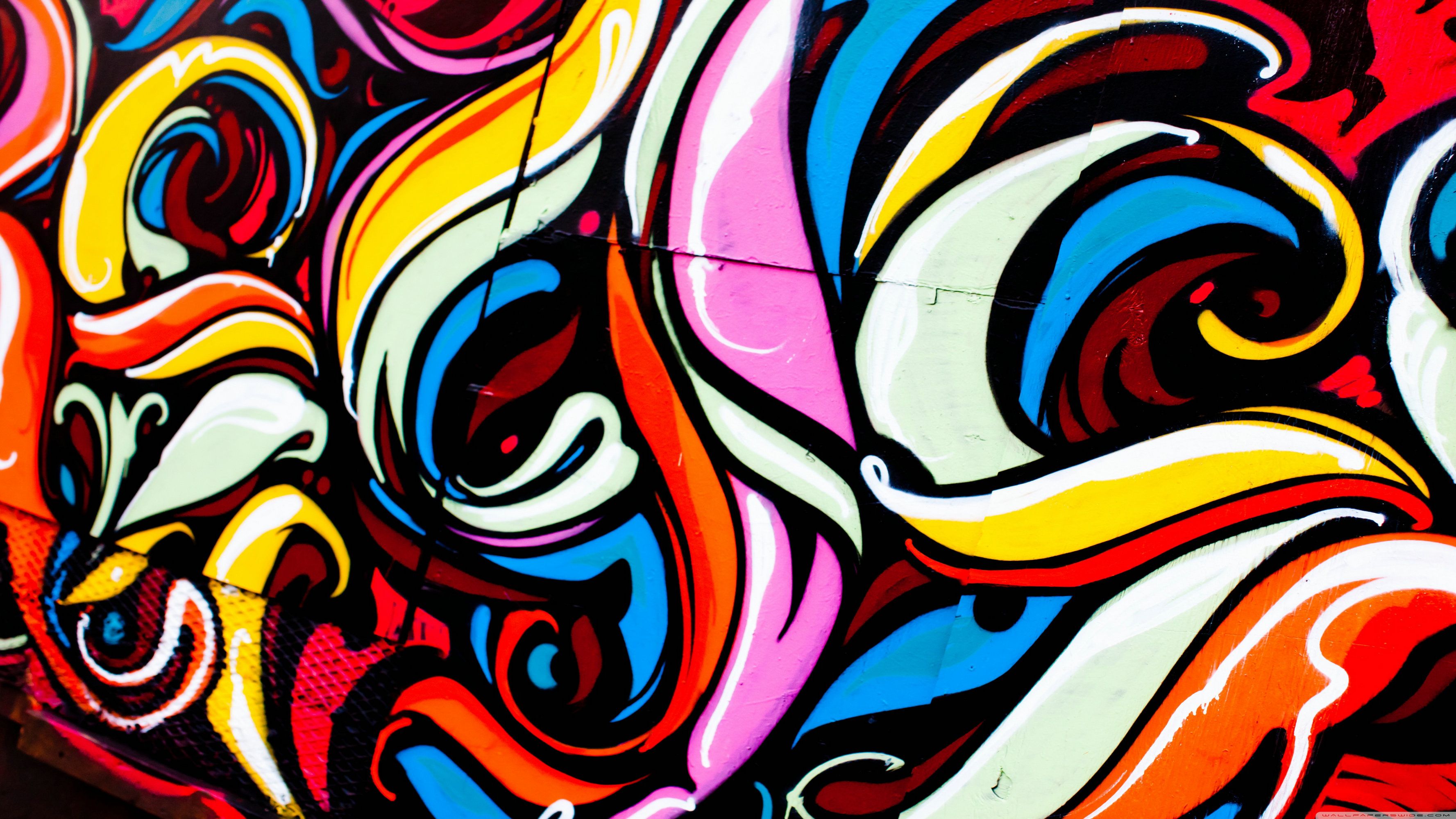 Graffiti astratto multicolore vorticoso, 3554x1999 2K, Monitor Gaming