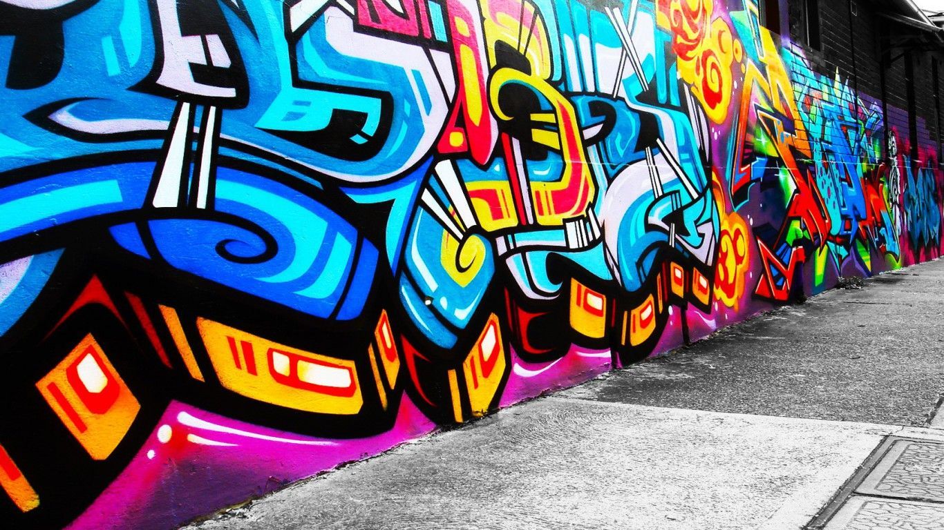 Muro con graffiti colorati astratti, 1366x768 720p, PC