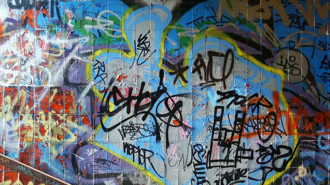 Graffiti astratti multicolori muro, 1366x768 HD, PC Desktop