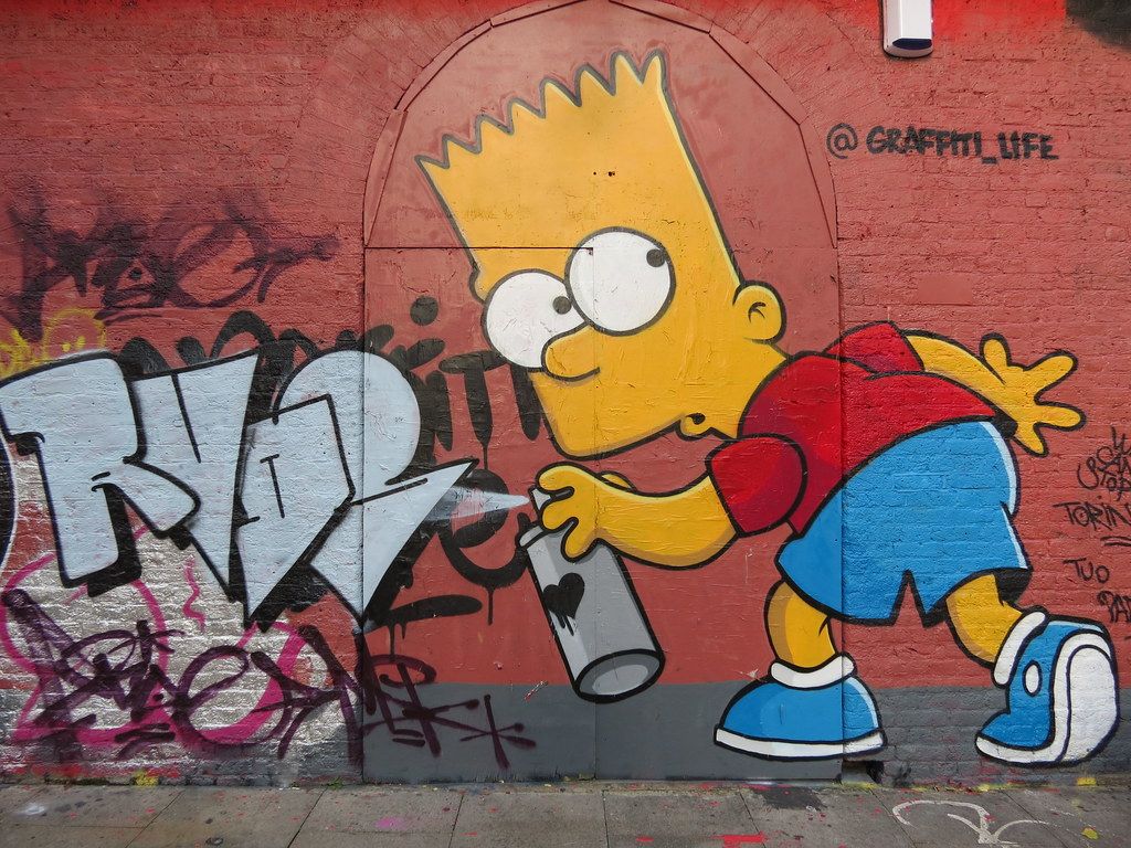 Bart Simpson murale graffiti, serie animata, 1024x768 HD, Laptop