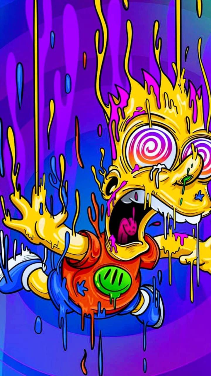 Bart Simpson graffiti psichedelico, 720x1280 Full HD Verticale, iPhone