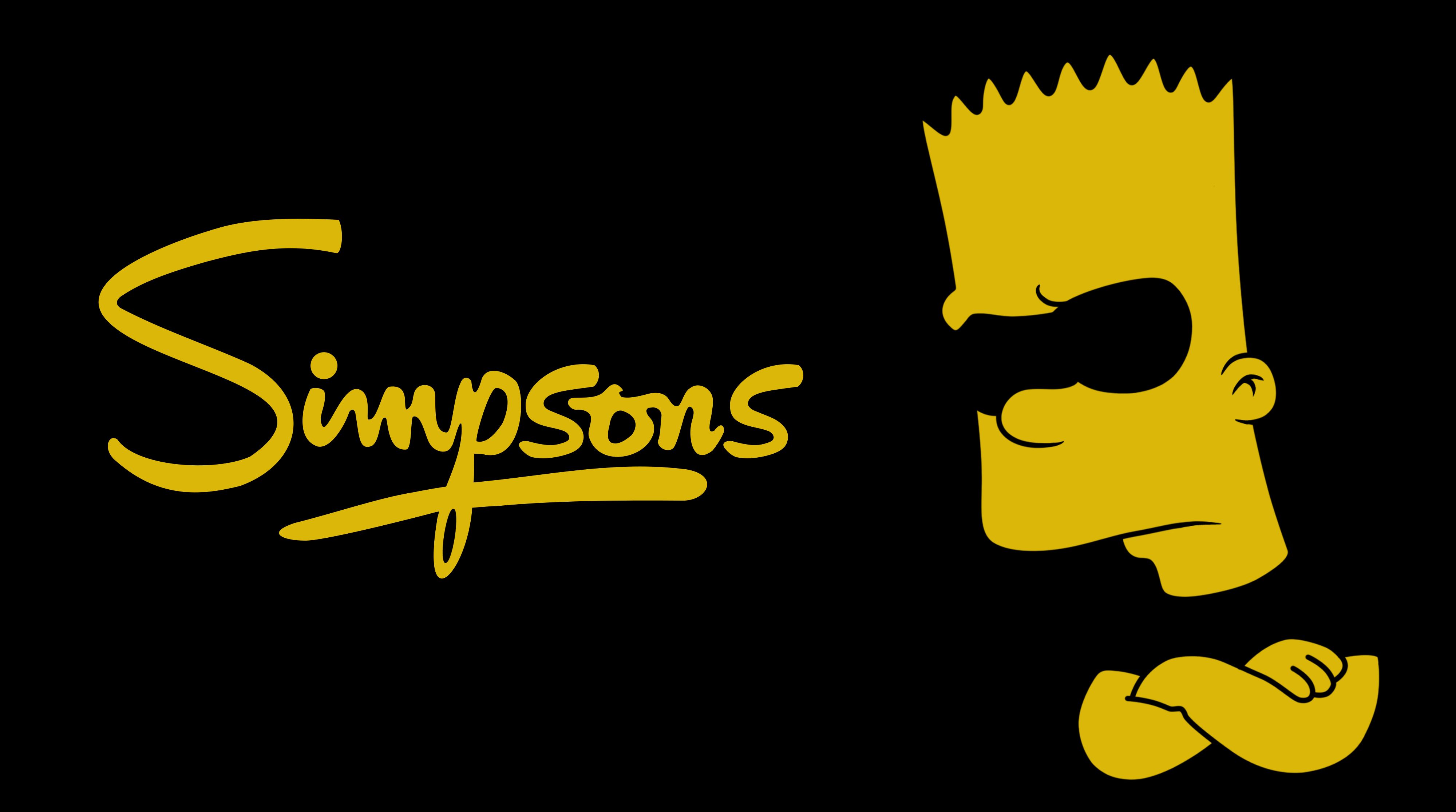 Bart Simpson silhouette gialla nera, 4000x2232 Ultra HD, Monitor 4K