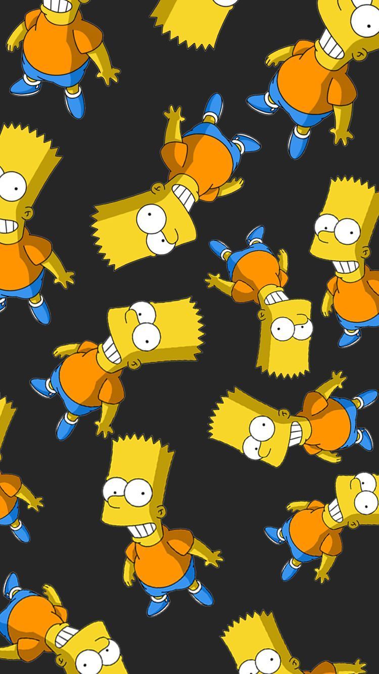 Bart Simpson pattern sfondo nero, 750x1332 Verticale, Mobile