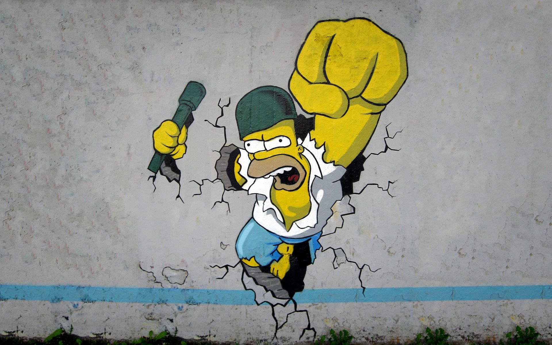 Homer Simpson graffiti muro, serie animata, 1920x1200 WUXGA, Desktop