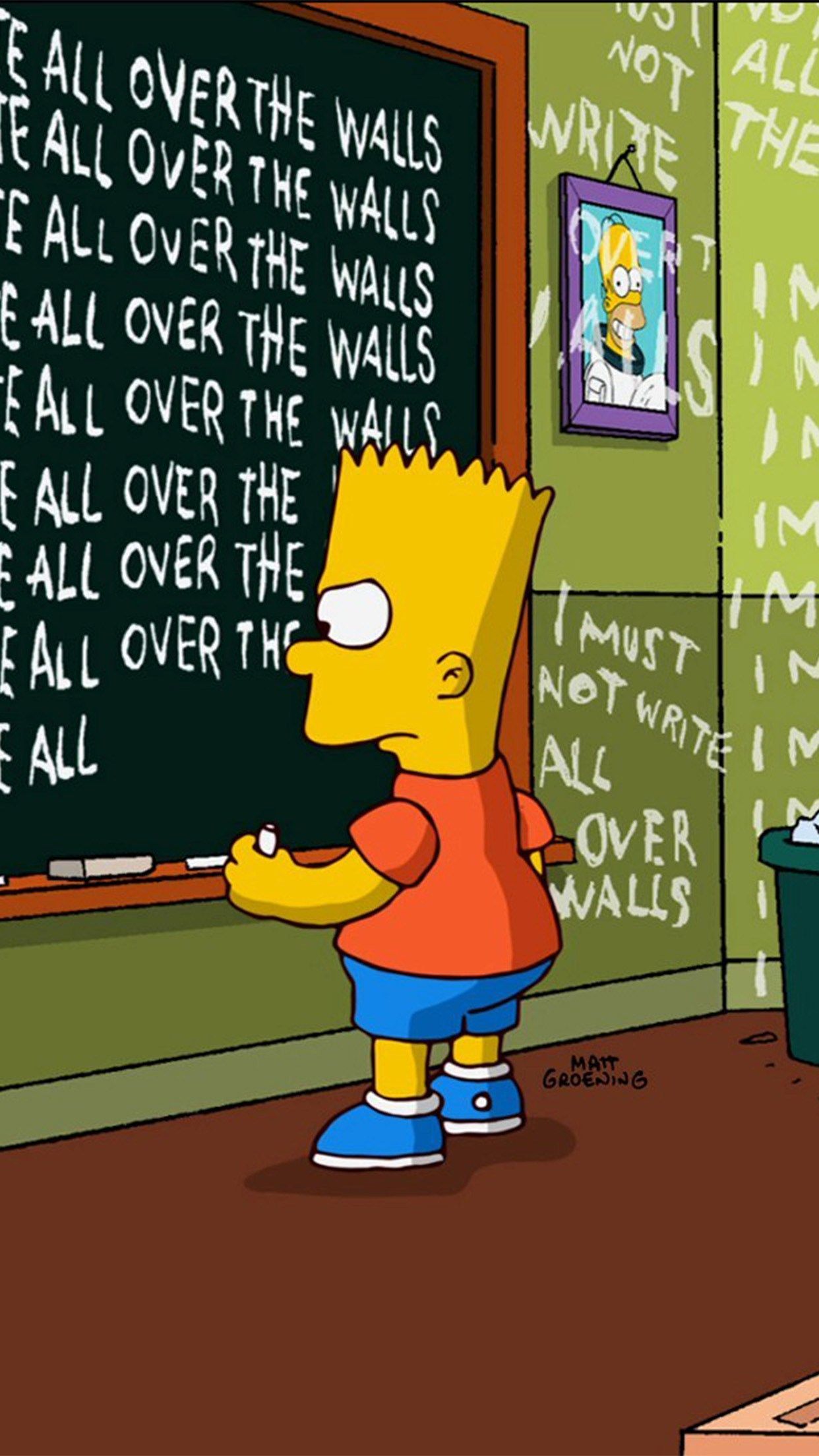 Bart Simpson lavagna scolastica, 1242x2208 Verticale, OnePlus