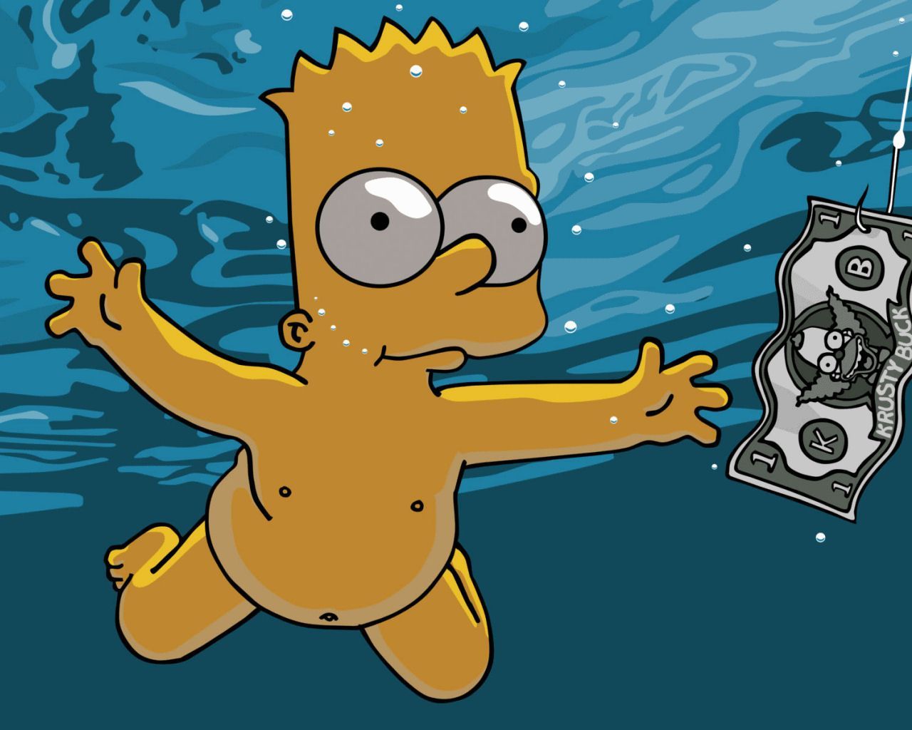 Bart Simpson parodia Nirvana, Kurt Cobain, 1280x1024 720p, PC