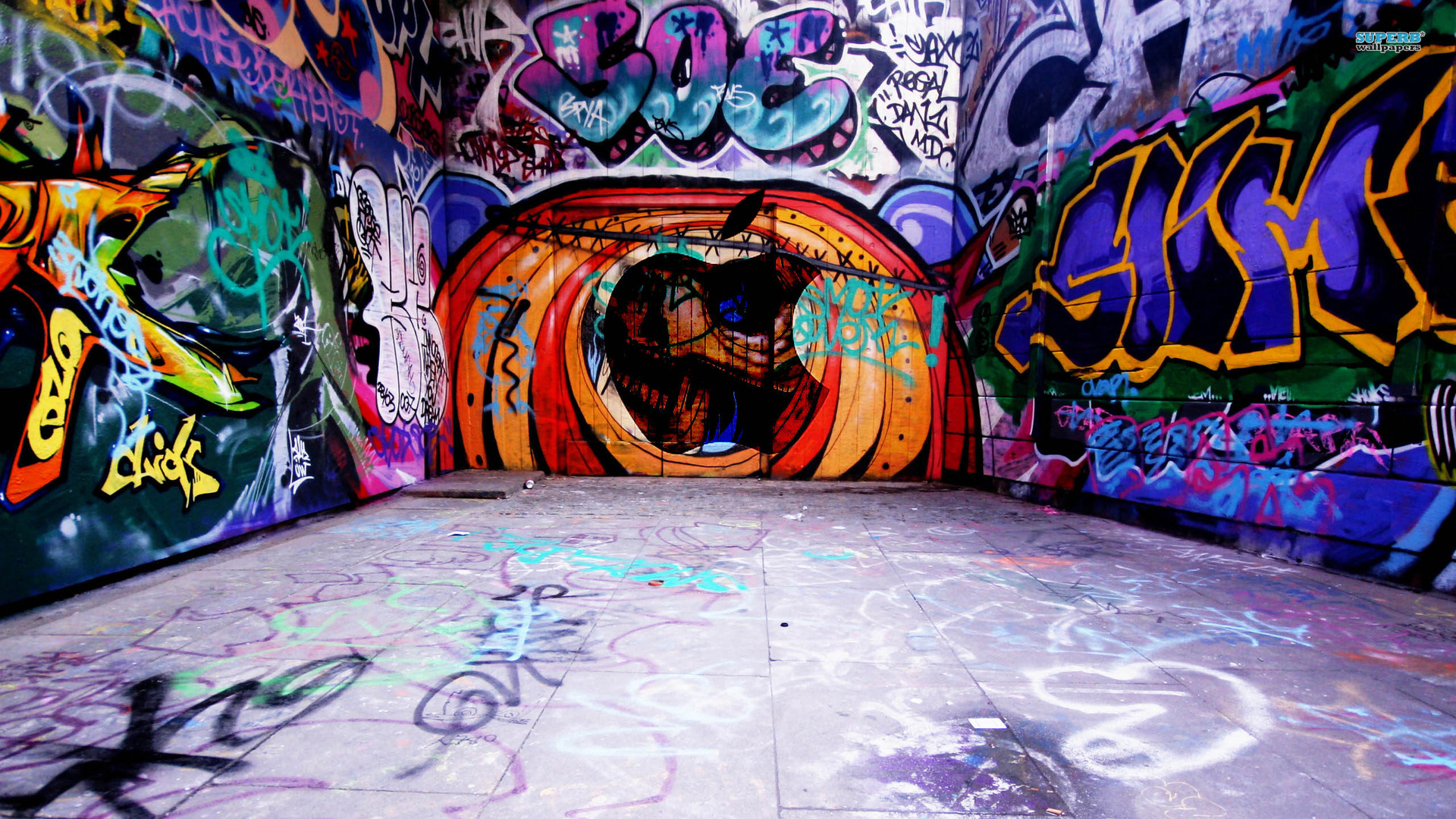 Tunnel graffiti colorato, 1920x1080 Full HD 1080p, HP Laptop