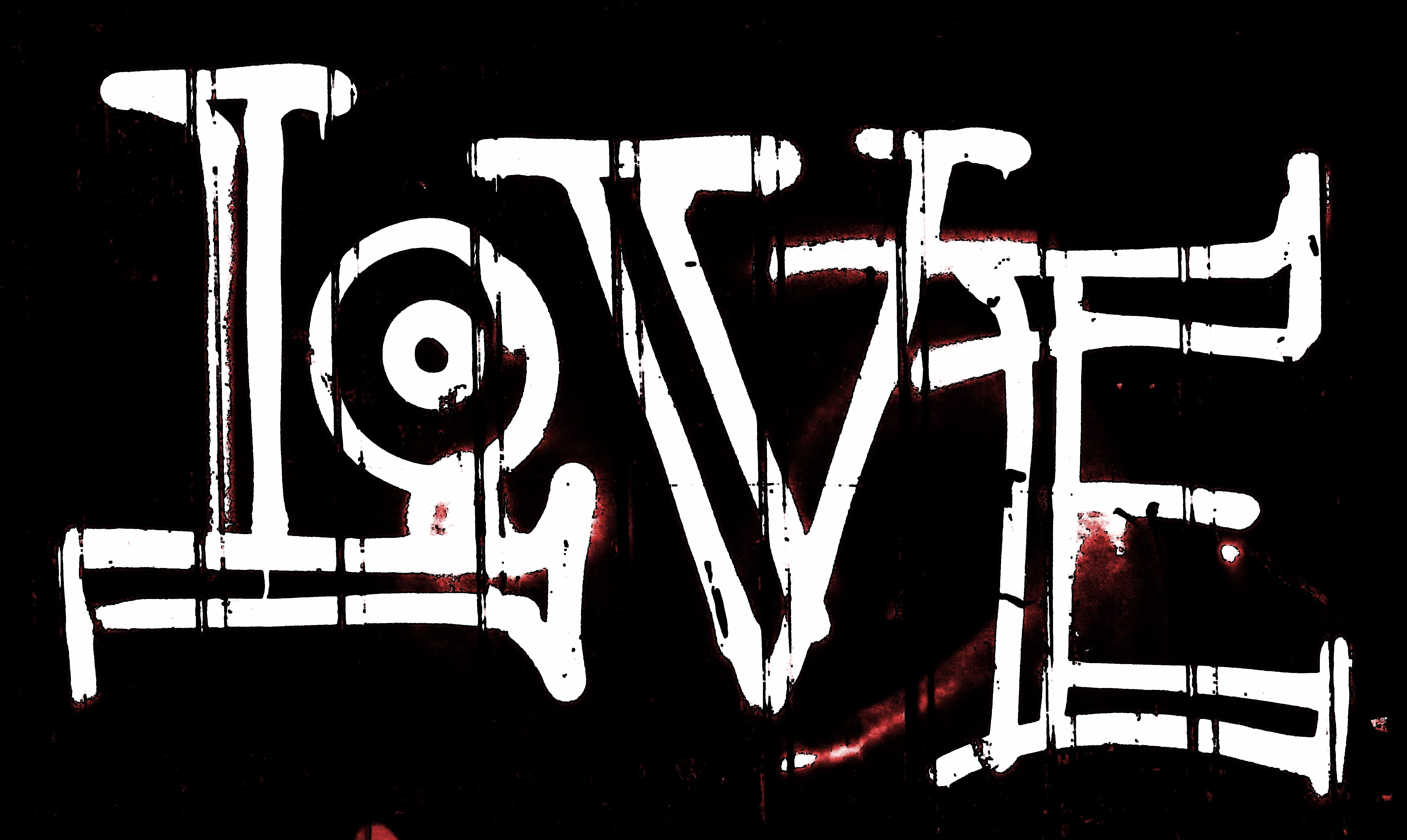 Scritta LOVE graffiti bianco nero, 5990x3576 UHD, Monitor 4K