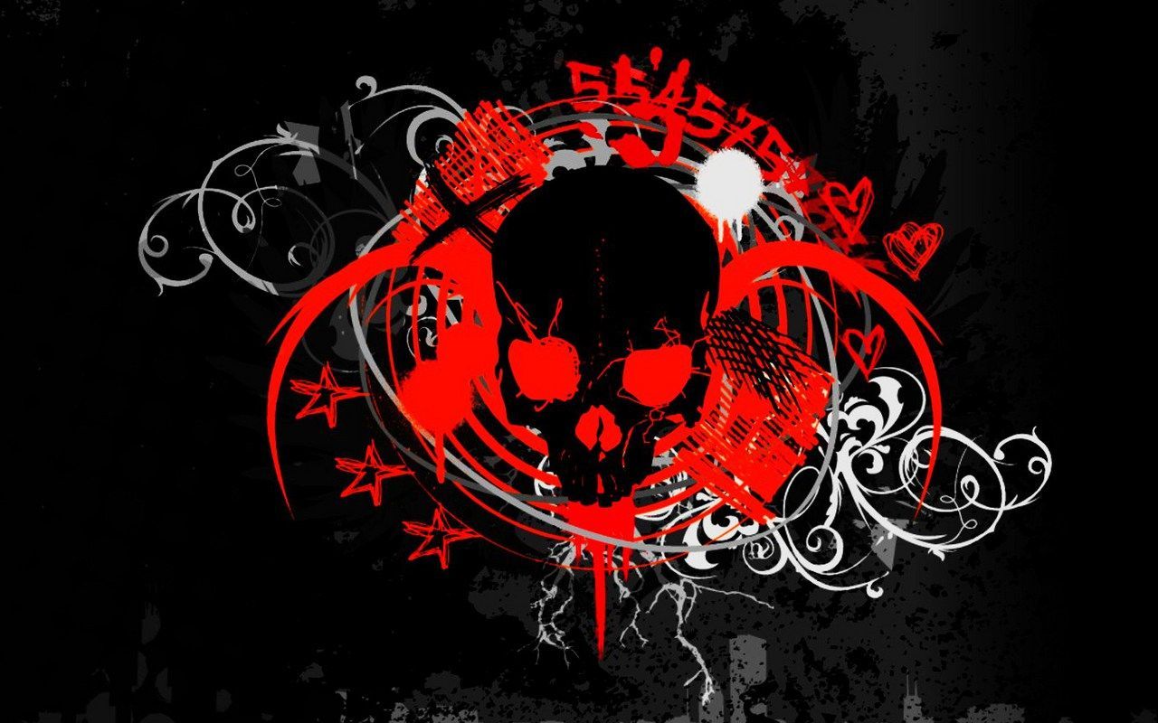 Teschio graffiti rosso nero, 1280x800 HD, Desktop