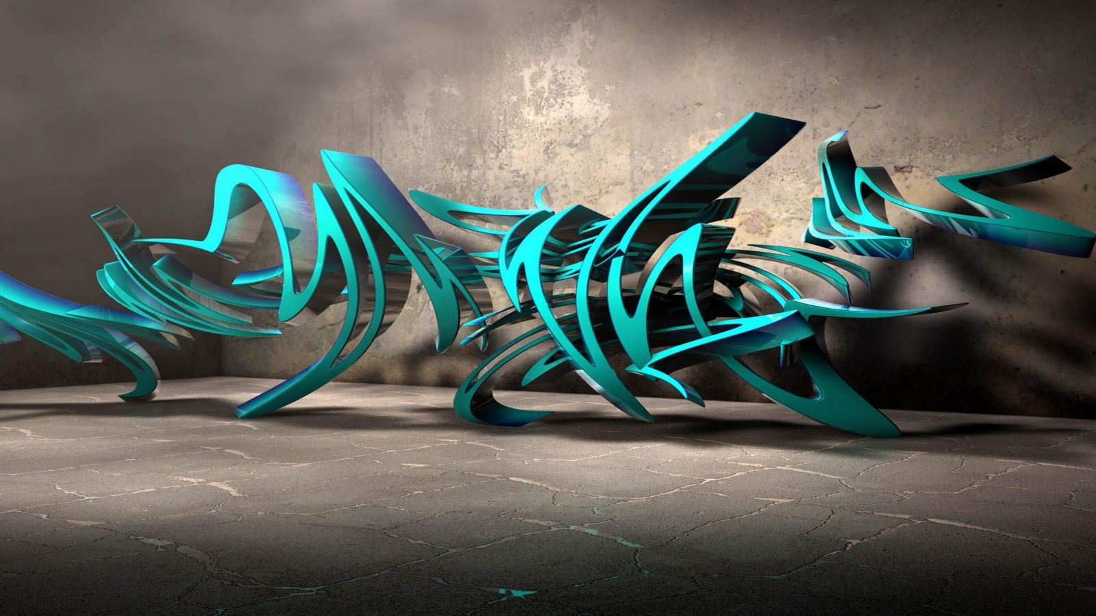Graffiti 3D turchese astratto, 1600x900 HD Ready, Desktop