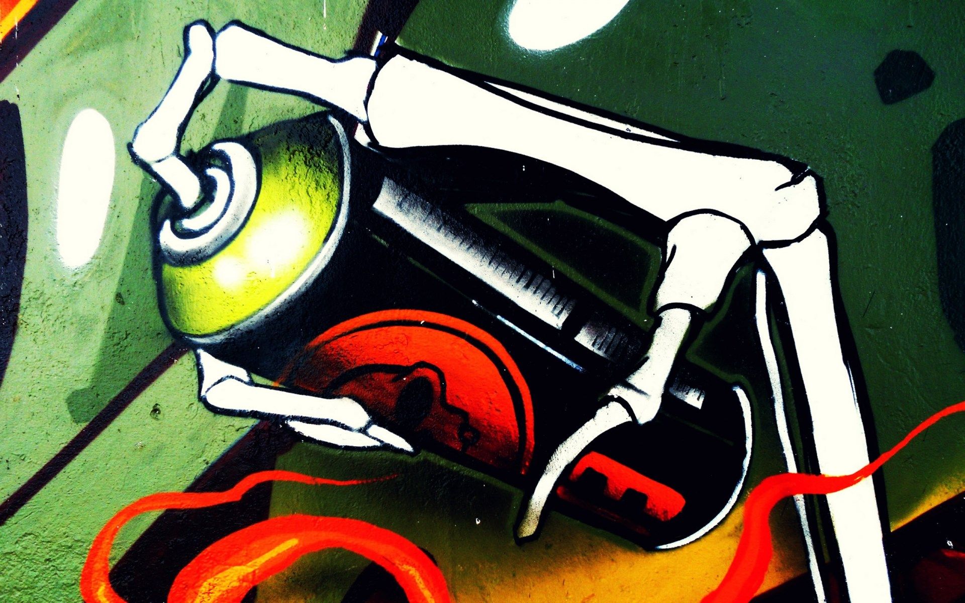 Scheletro con bomboletta spray graffiti, 1920x1200 Full HD+, PC Desktop