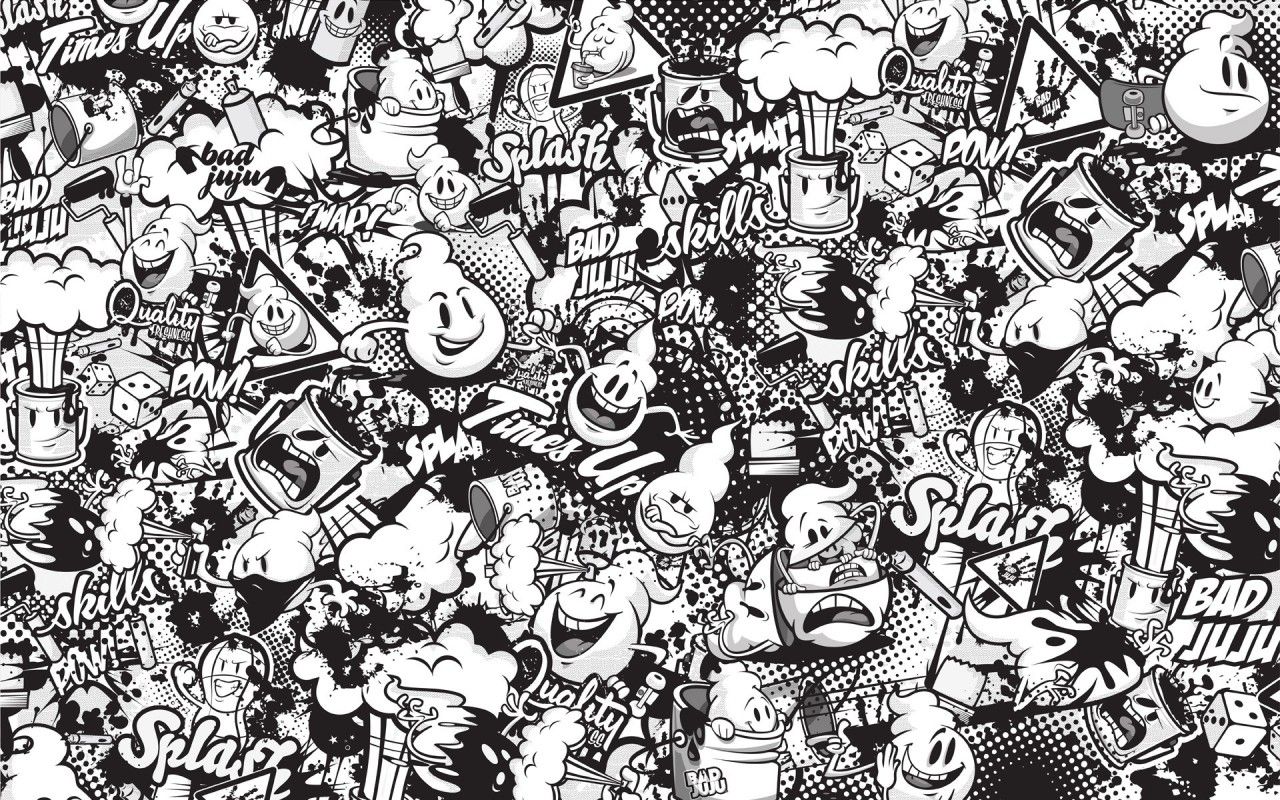 Graffiti bianco e nero fumetto, 1280x800 HD, Desktop