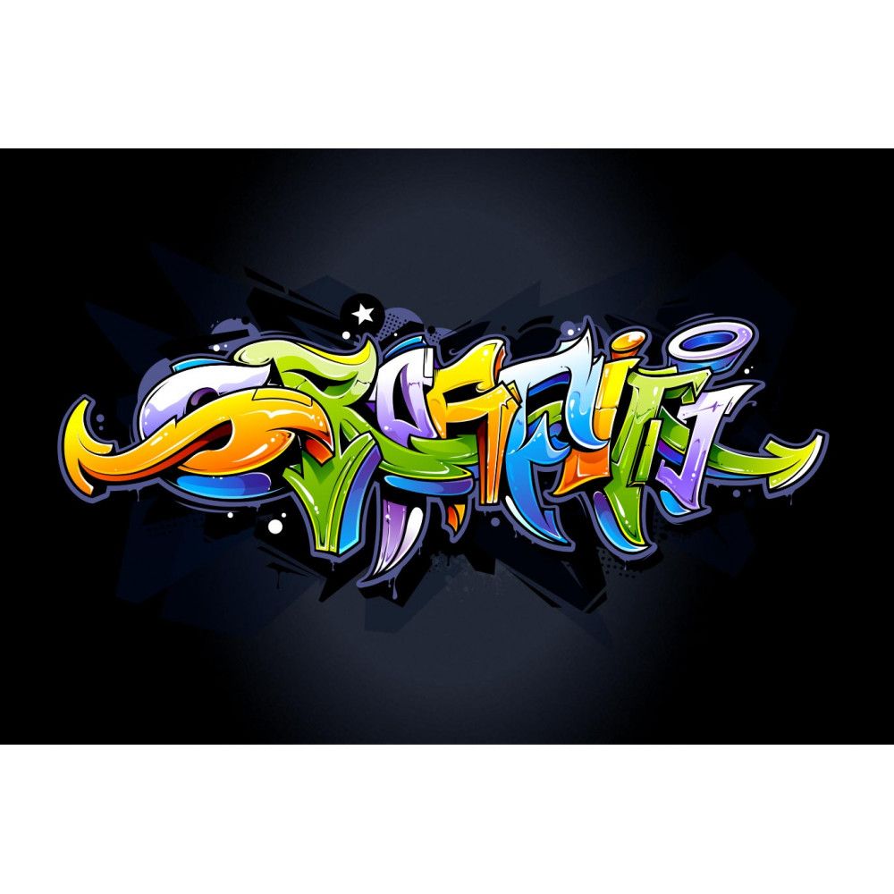 Scritta graffiti colorata sfondo nero, 1000x1000 HD, Desktop