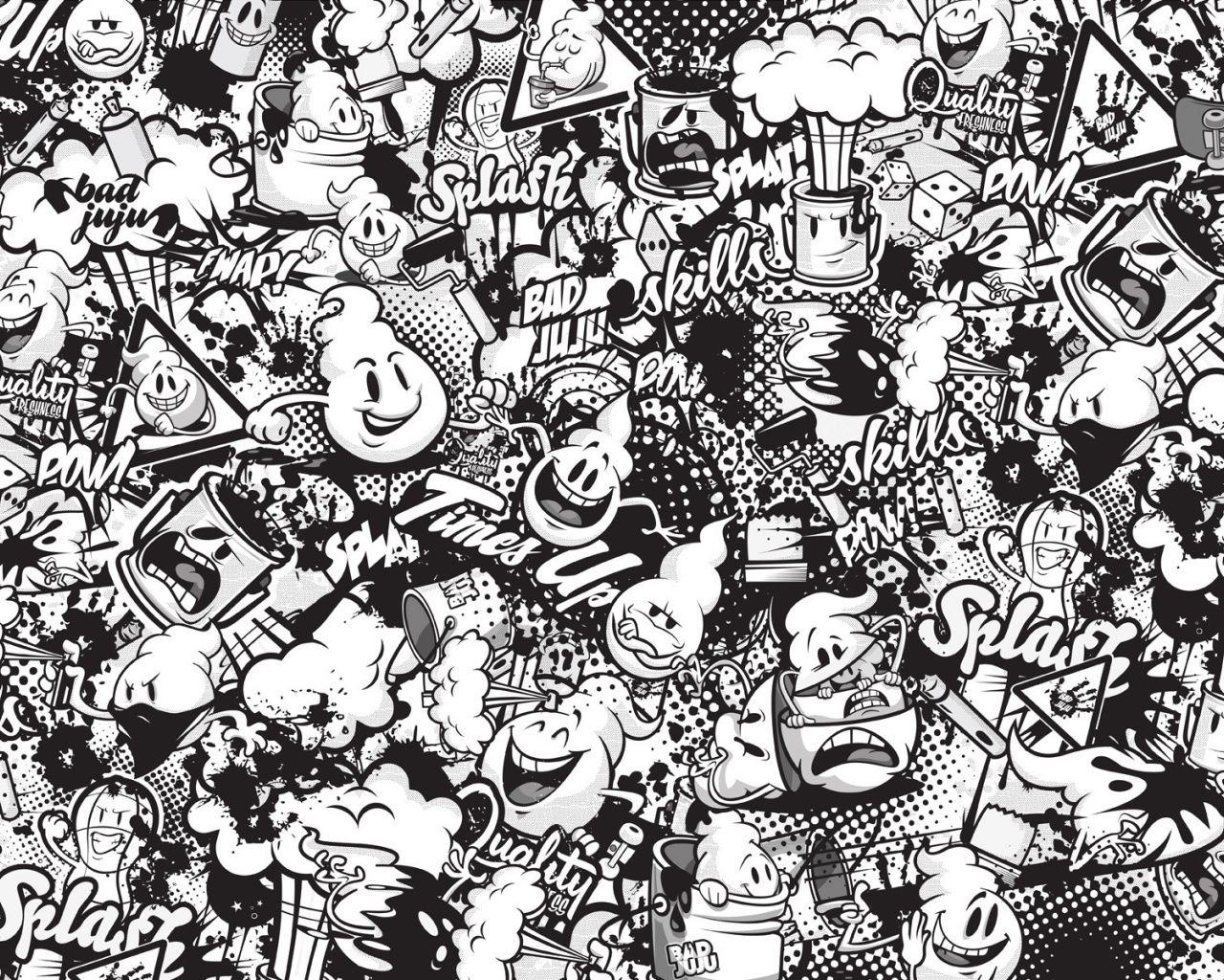 Graffiti bianco e nero personaggi, 1280x1024 HD, Desktop