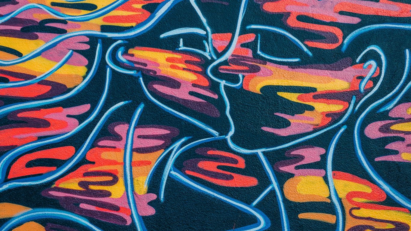 Graffiti bacio volti colorati, 1366x768 HD, Notebook Gaming