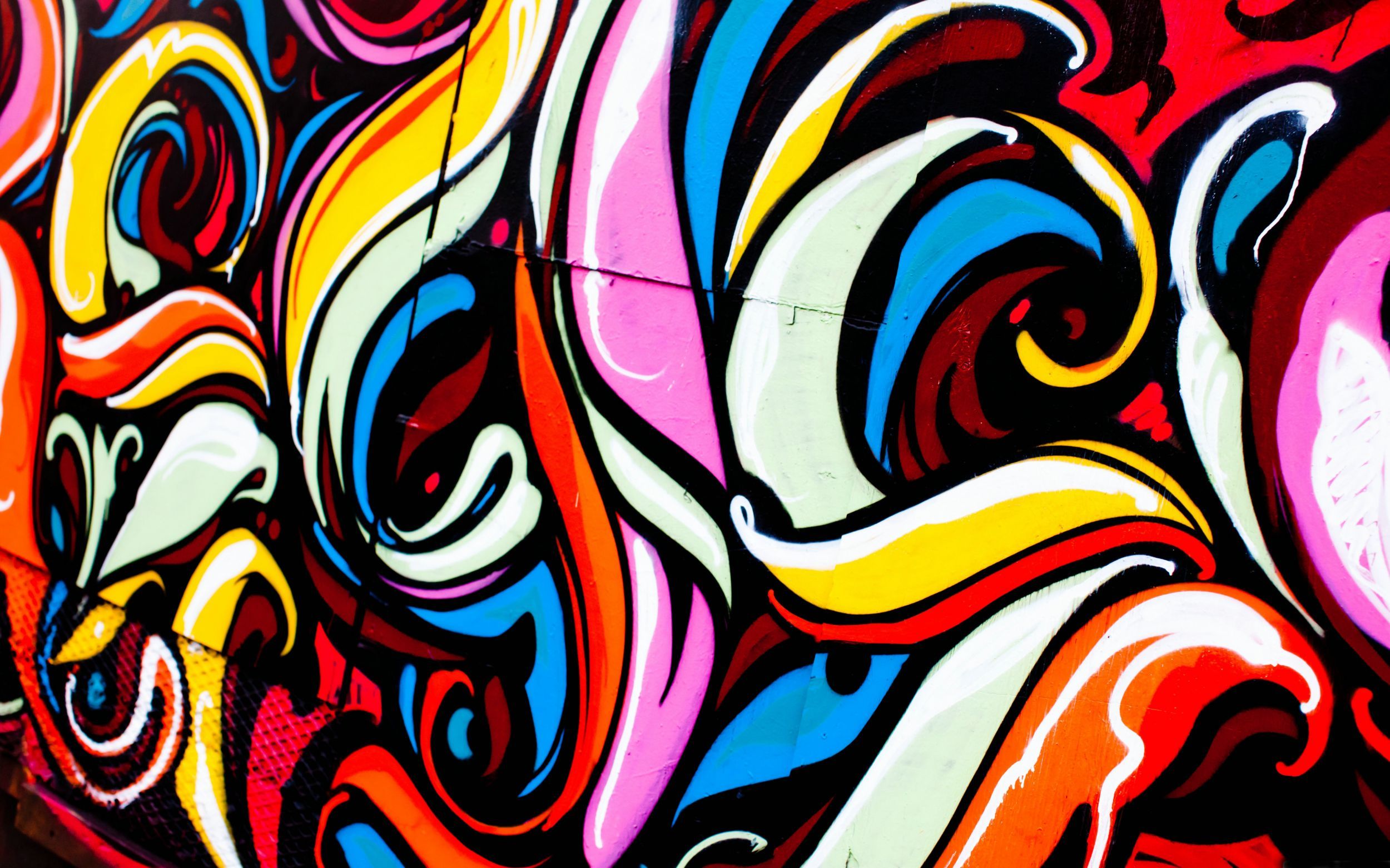 Graffiti astratto colorato a spirali, 2500x1562 2K, Laptop