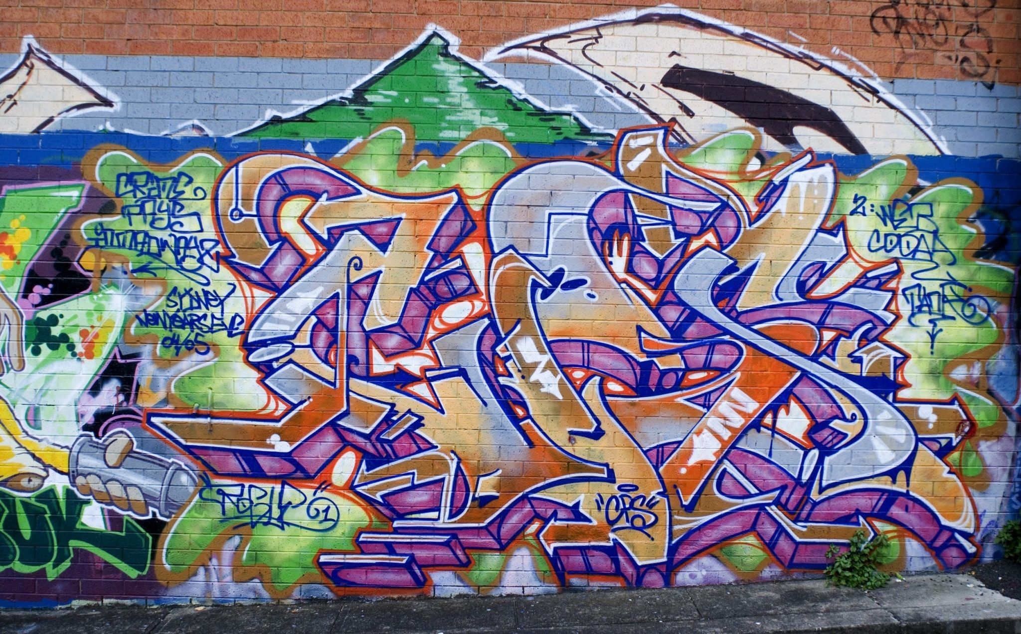 Graffiti colorato su muro, 2048x1152 alta risoluzione, Notebook