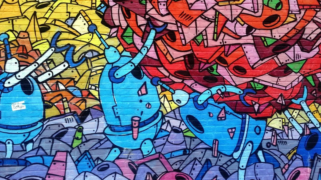 Murale graffiti astratto colorato, murales, 1366x768 HD, Notebook Gaming