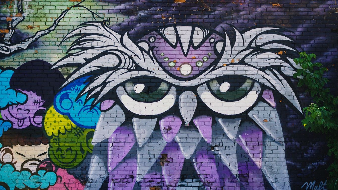 Gufo graffiti su muro, 1366x768 HD, MacBook Pro