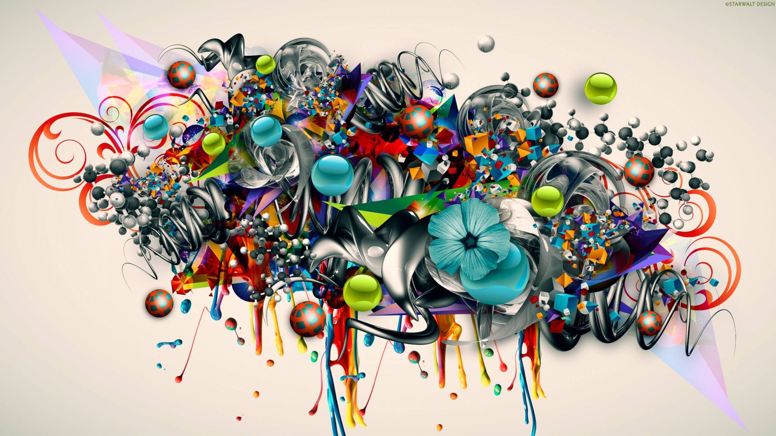 Graffiti astratto sfere colorate, 2500x1406 alta risoluzione, Lenovo Legion