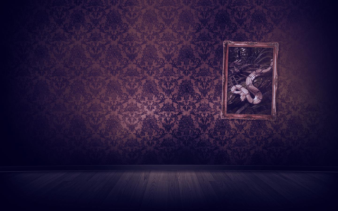quadro inquietante su parete damascata, 1440x900 HD, Desktop