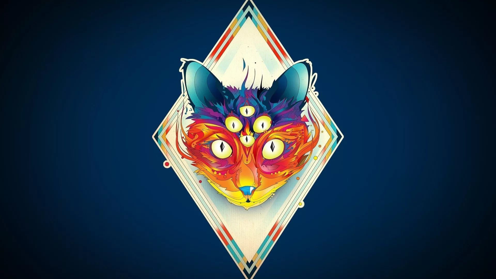 Gatto astratto con tre occhi, 1920x1080 Full HD, Laptop