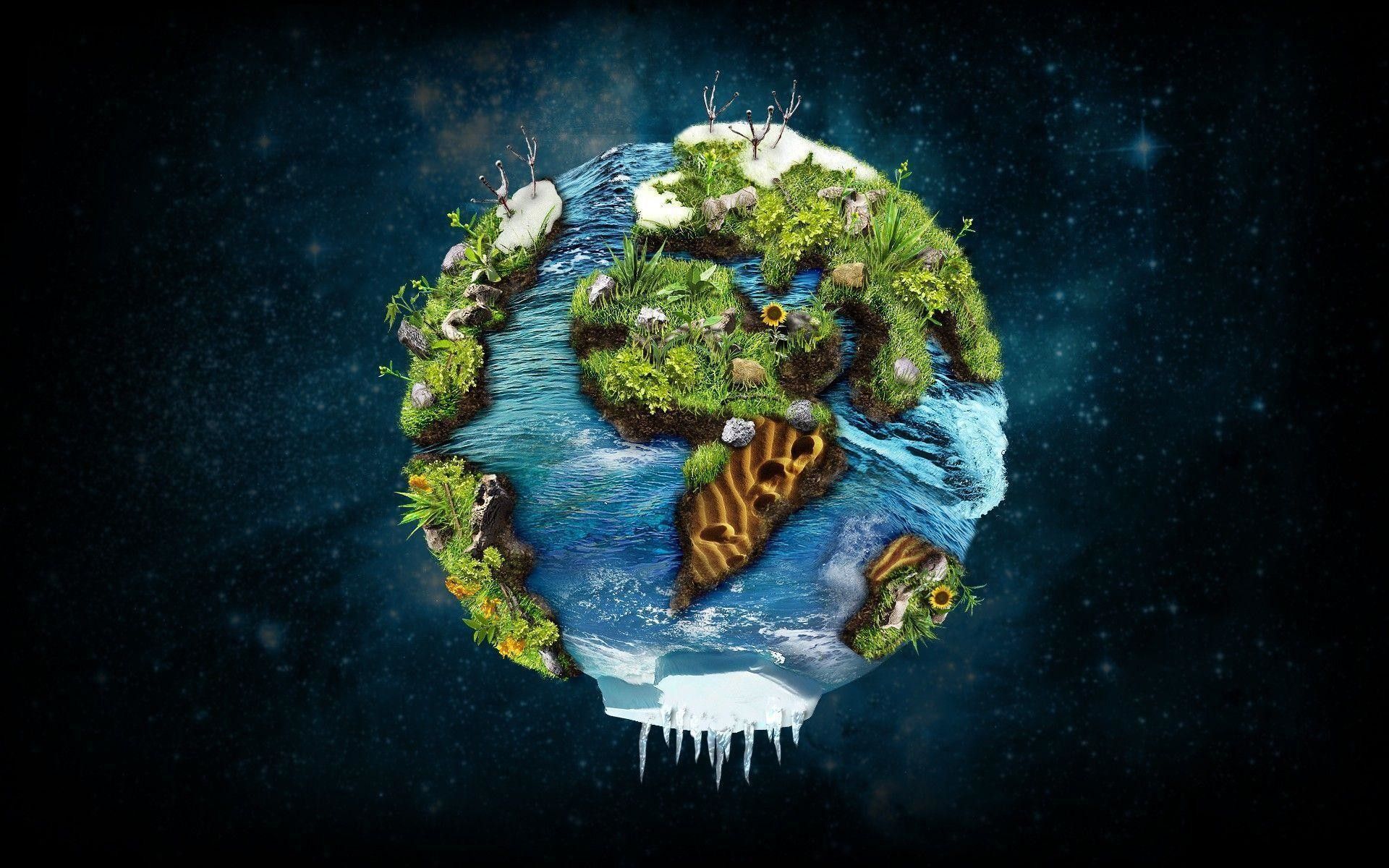 Pianeta terra stilizzato fantasy, 1920x1200 Full HD+, Laptop