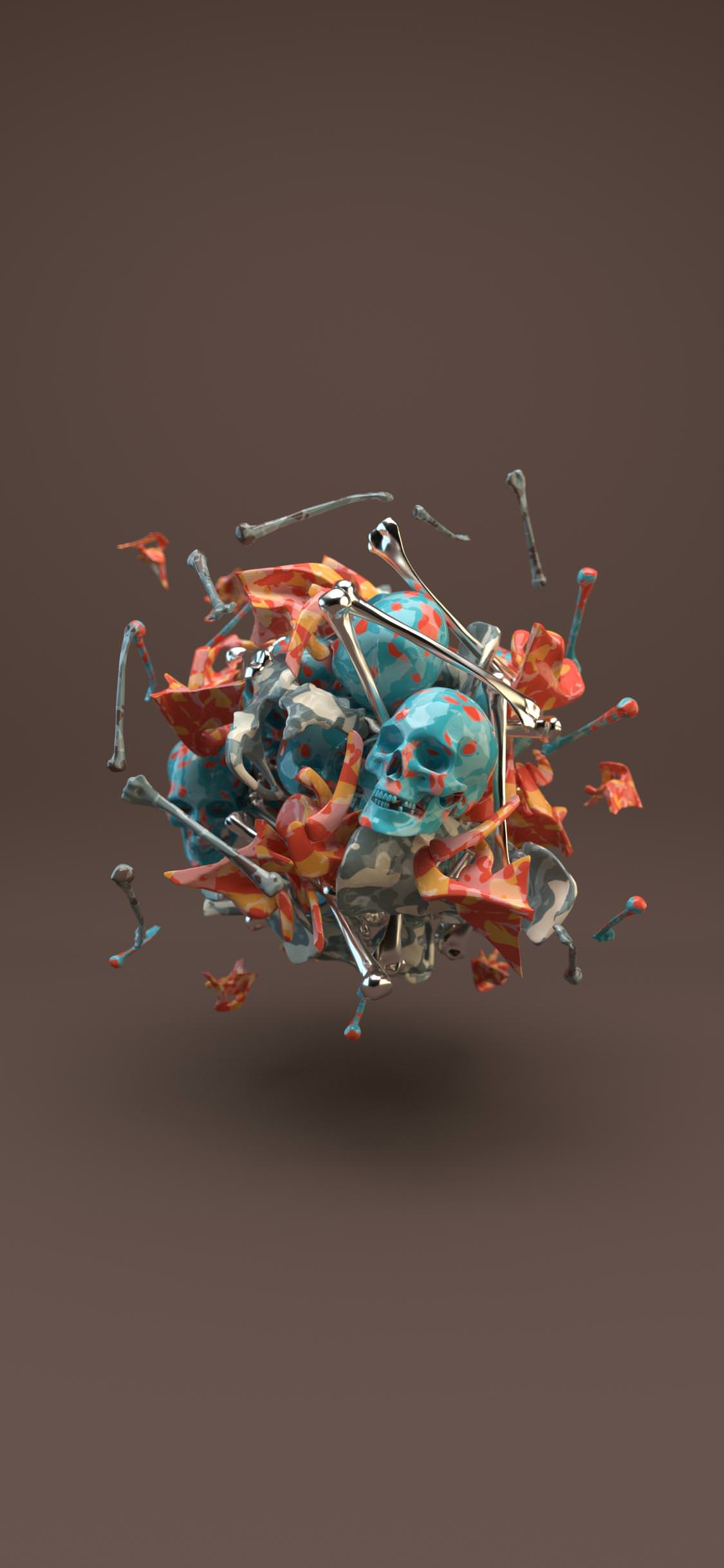 Sfera astratta esplosione grafica, 1125x2436 Full HD Verticale, Smartphone