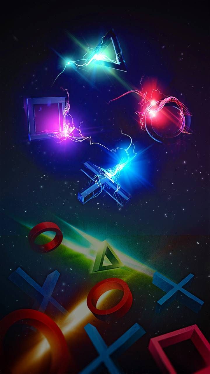 Simboli PlayStation al neon, console Sony, 720x1280 Full HD Verticale, iPhone